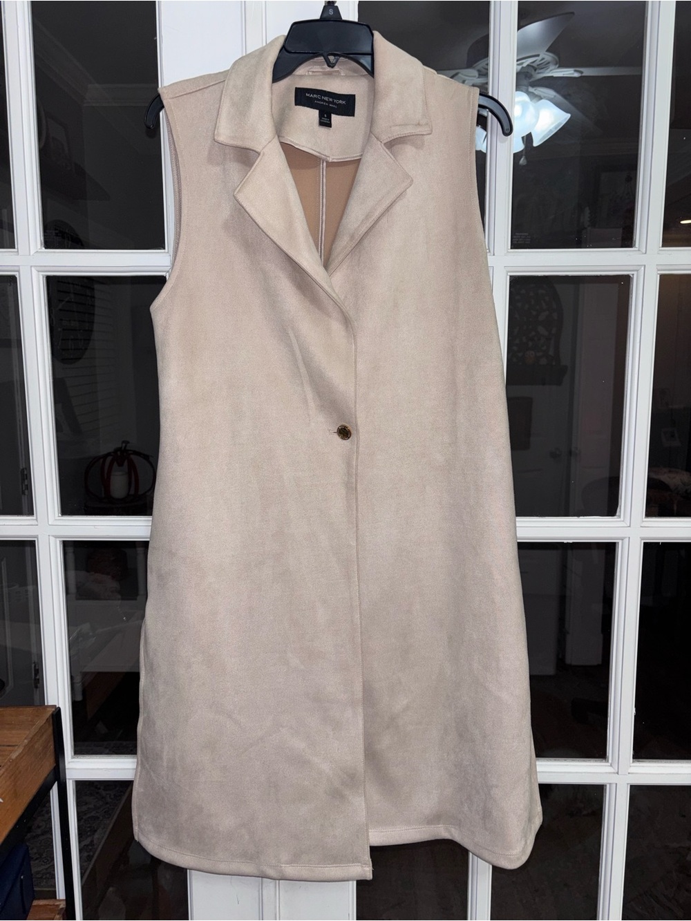 Marc New York Beige Sleeveless Long Vest in Soft Beige